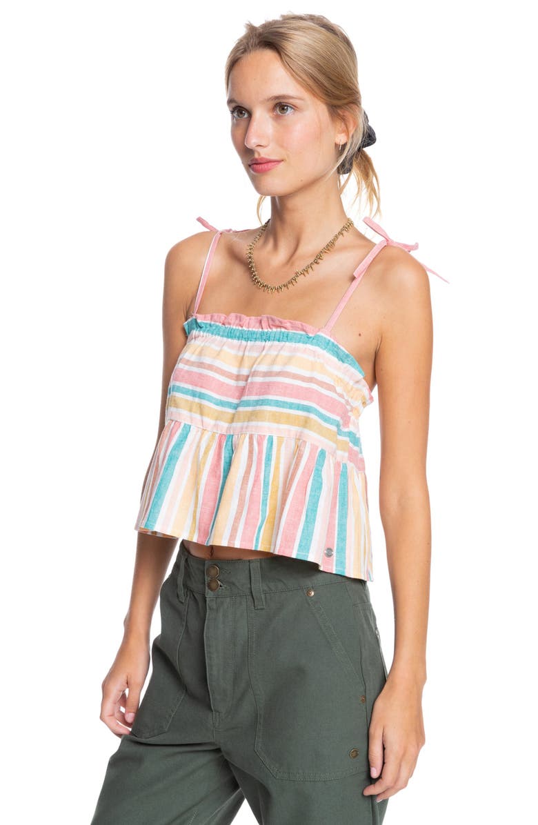 Roxy Stripe Cotton & Linen Blend Camisole, Alternate, color,