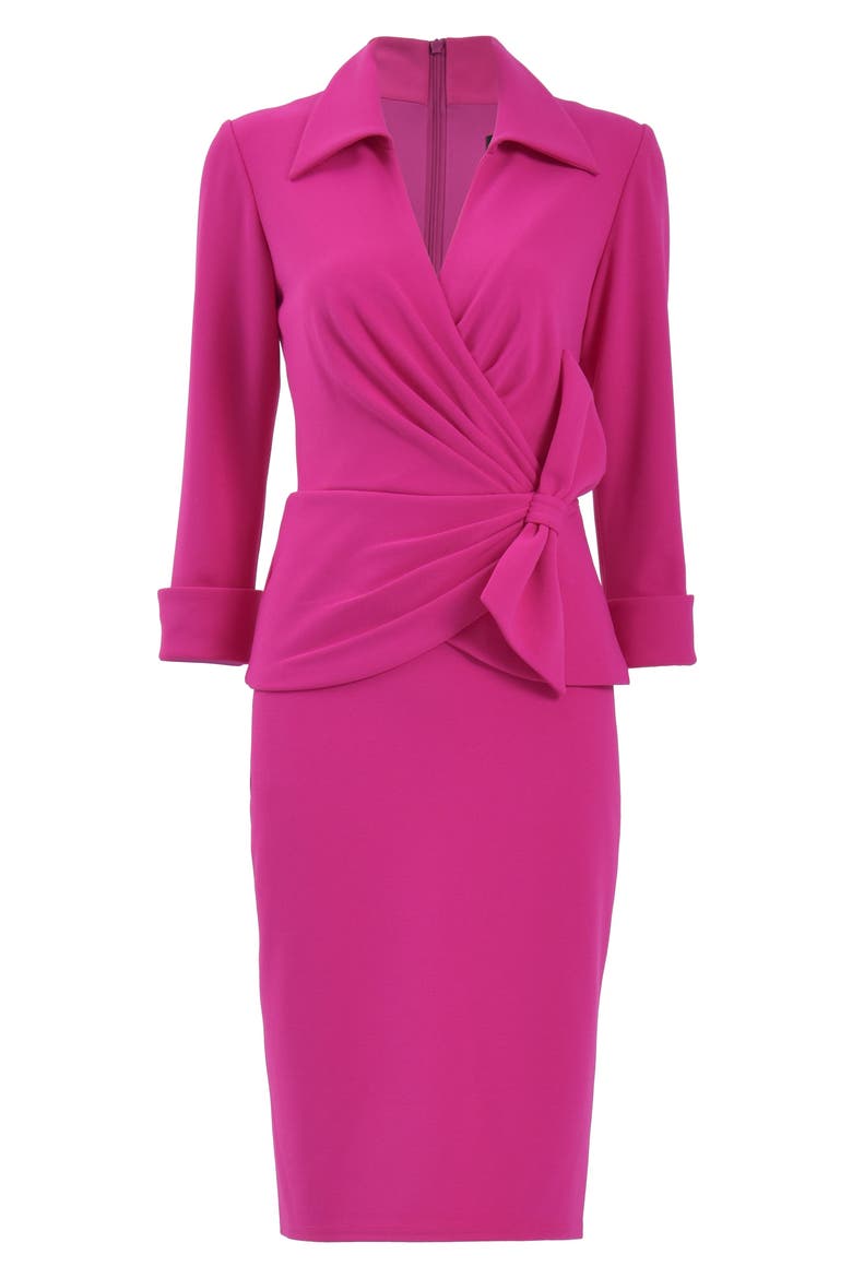 Three-Quarter Sleeve Stretch Crepe Sheath Dress, Alternate, color, LOTUS PINK