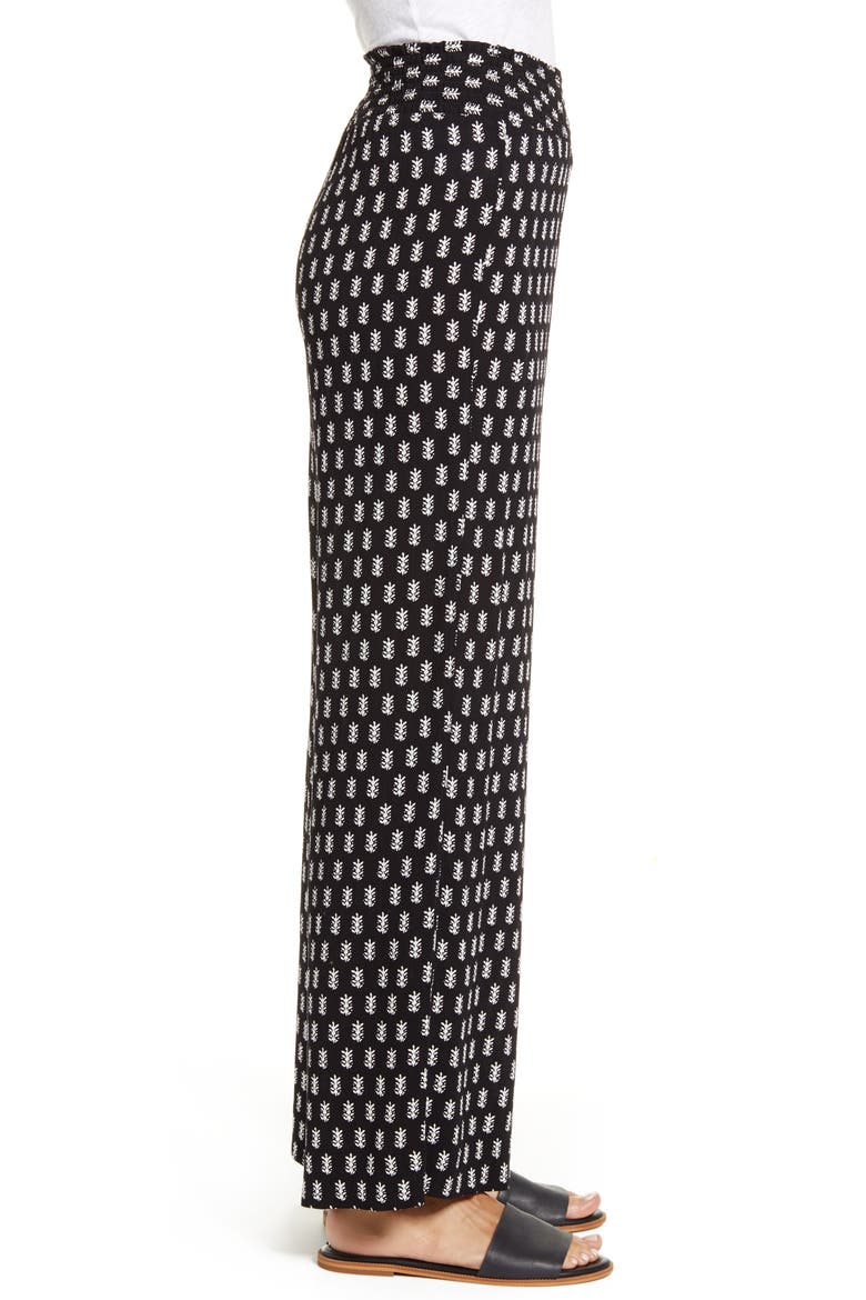 Delhi Ditsy Smock Waist Wide Leg Pants, Alternate, color, BLACK