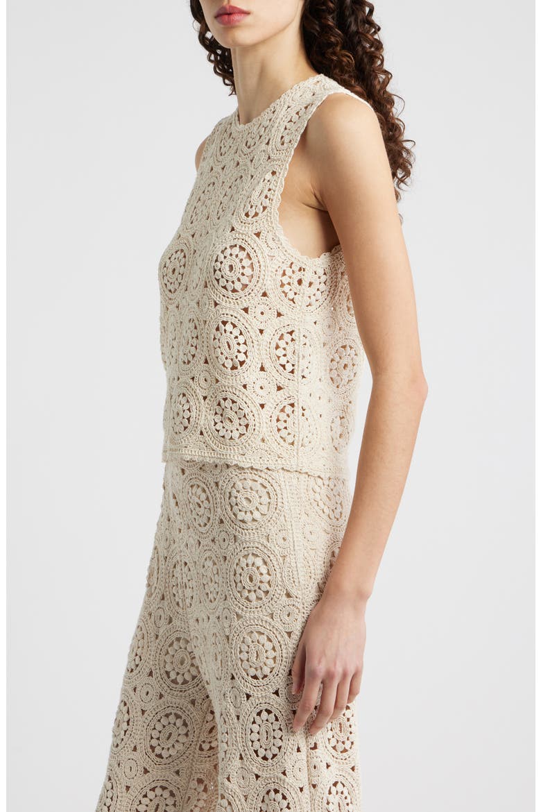 The Crochet Cotton Tank, Alternate, color, CREAM