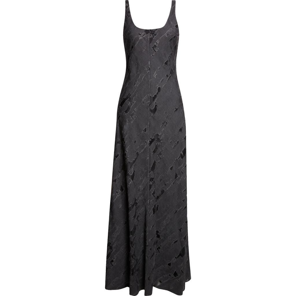 Grace Ling Torn Burnout Bias Cut Dress In Black