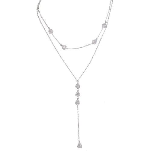Mazin Jewels Pave Heart Lariat