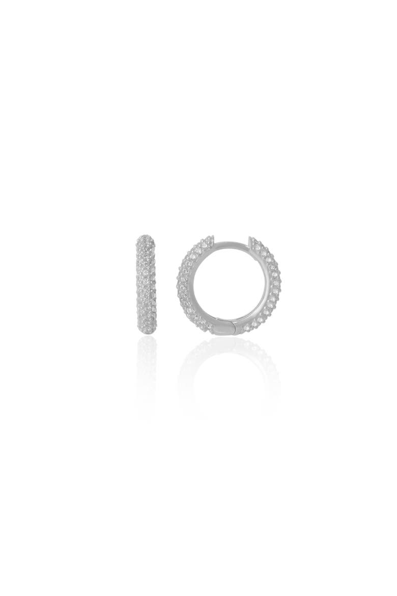 Pave Sterling Silver Hoop Earrings, Main, color, Silver