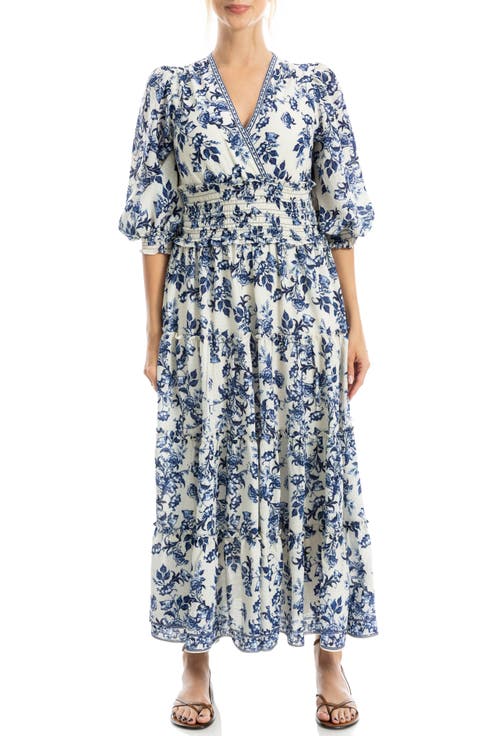 Surplice Neck Smocked Waist Maxi Dress
