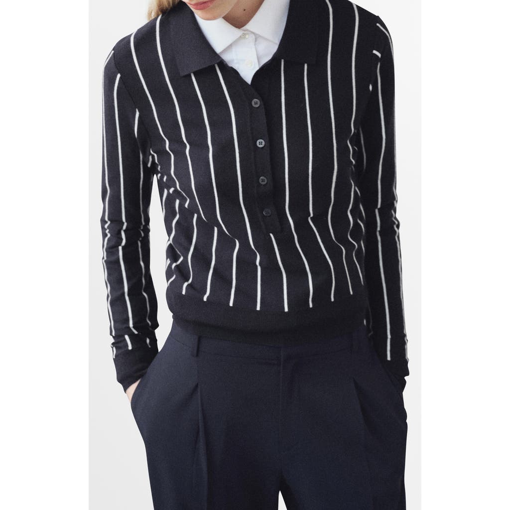 Mango Stripe Polo Sweater In Blue