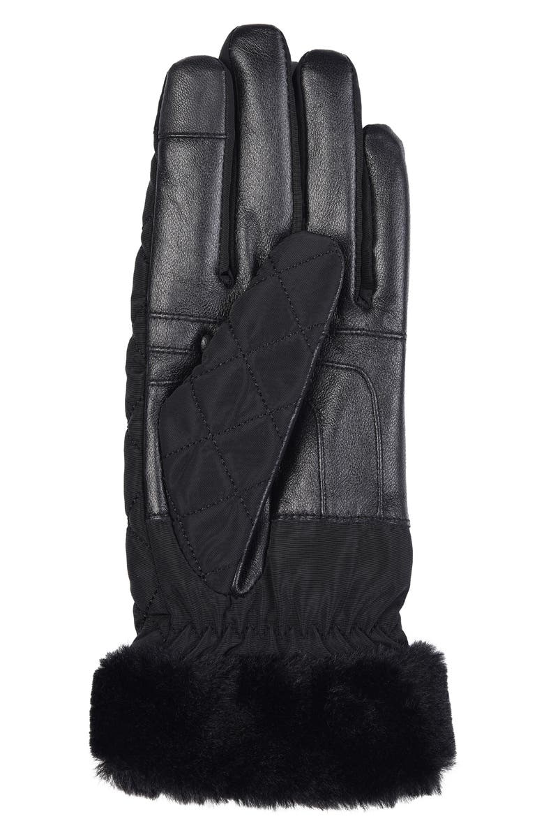 Barbour Norwood Mixed Media Gloves, Alternate, color, Black