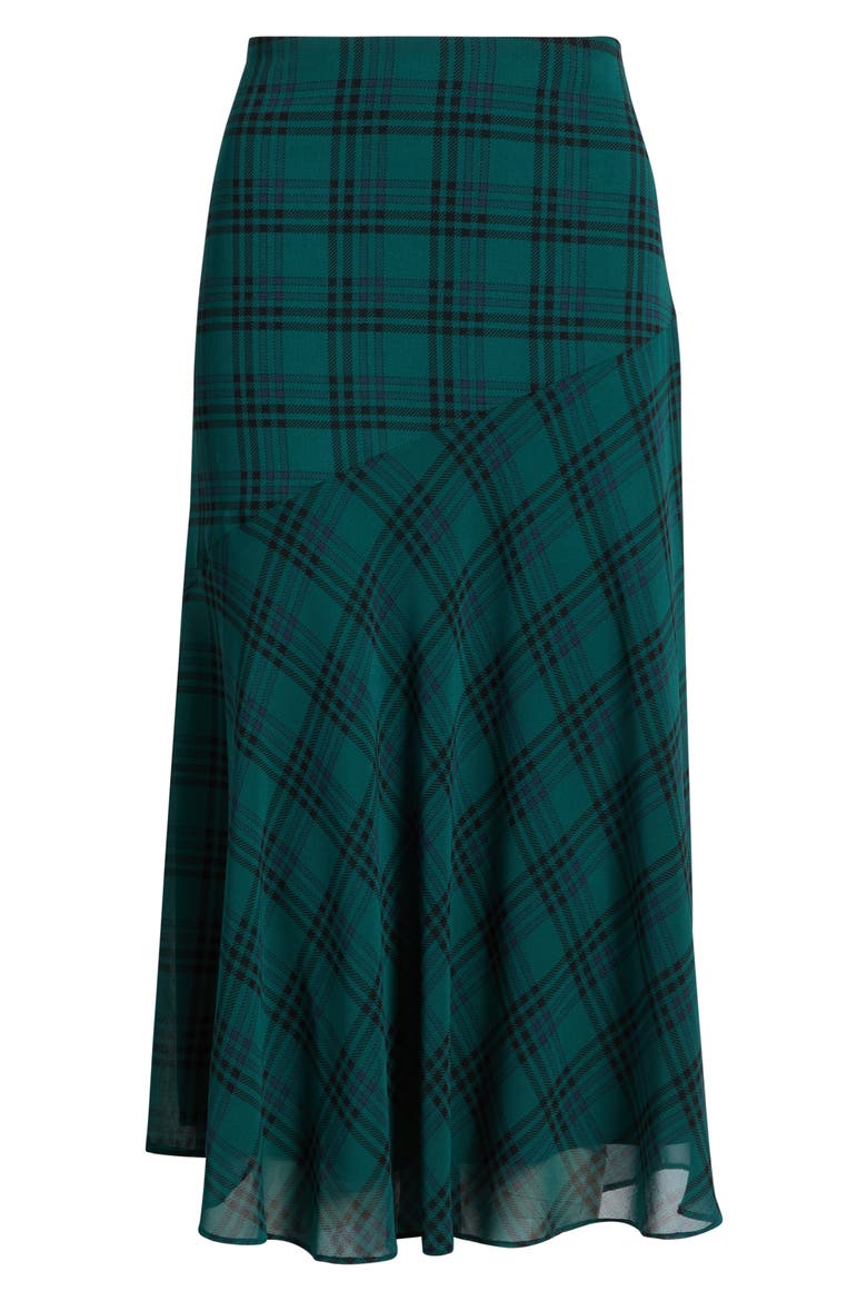 High-Low Chiffon Midi Skirt, Alternate, color, TEAL- NAVY JENS PLAID