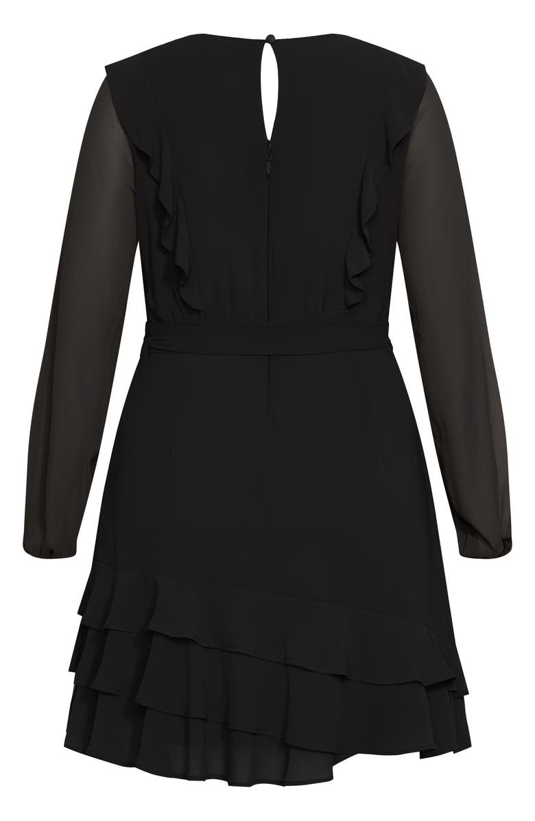 City Chic Pretty Ruffle Long Sleeve Dress, Alternate, color,