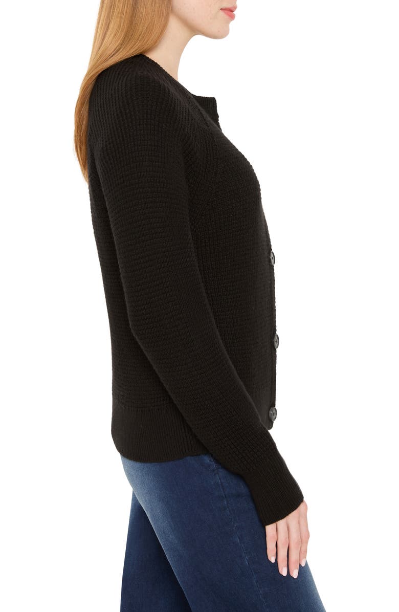 NIC+ZOE Waffle Stitch Cotton Blend Cardigan, Alternate, color, Black Onyx