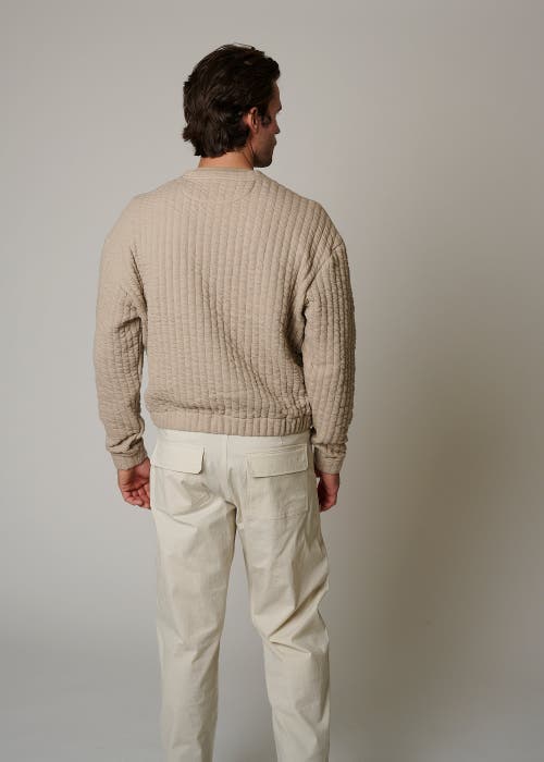 Leisure Lab Quilt Crewneck Sweater In Beige