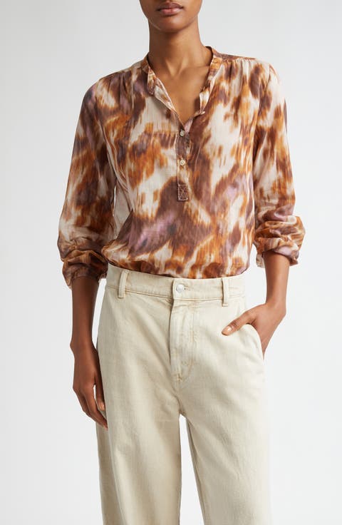 Etoile Isabel Marant Destiny Short-Sleeve Smocked Blouse