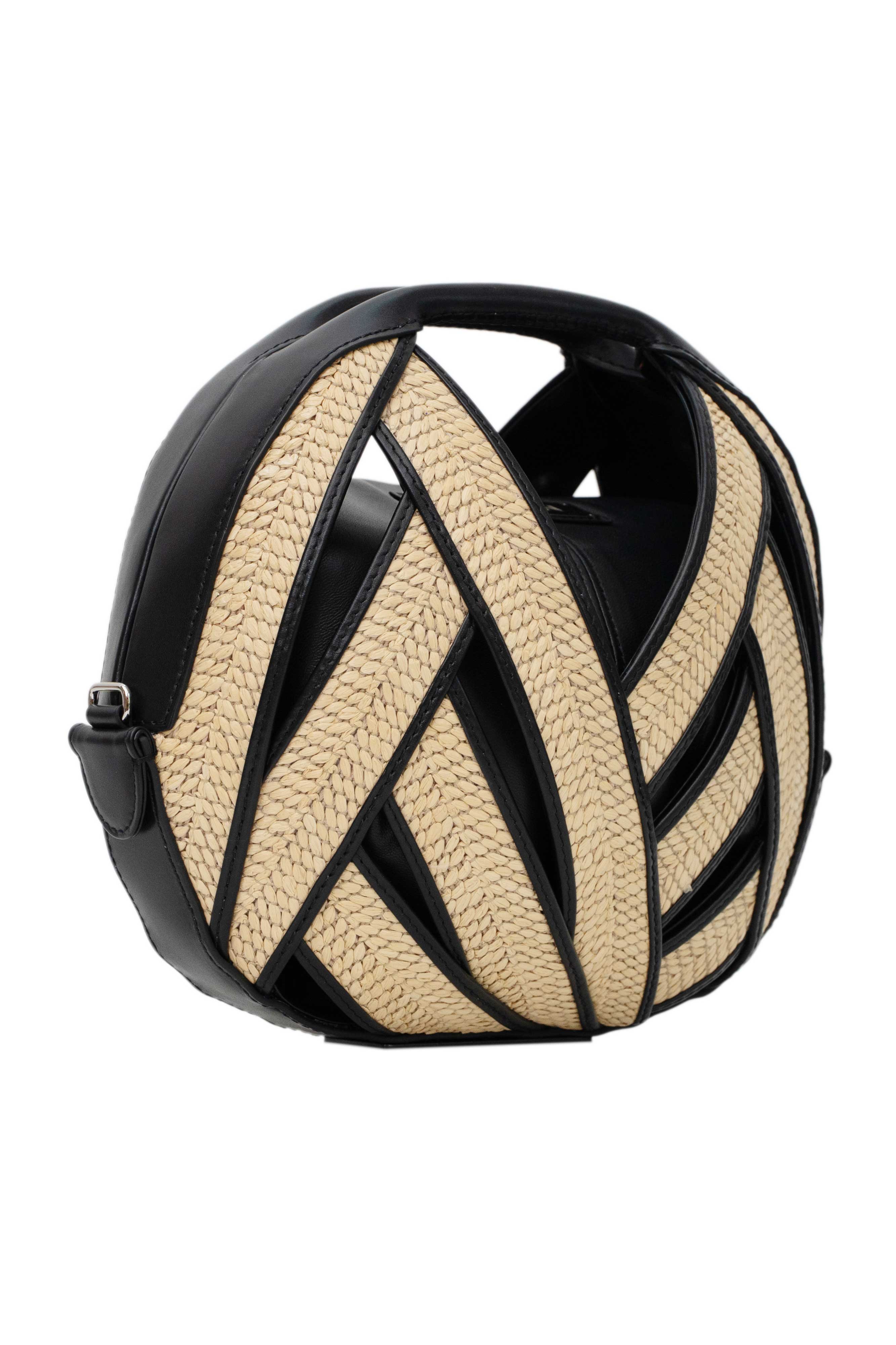 PERRIN PARIS Le Petit Panier Xbody Raphia, Alternate, color, Raphia Beige / Black