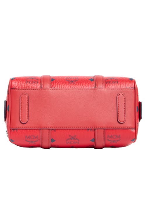 Mcm Aren Visetos Barrel Bag In Candy Red