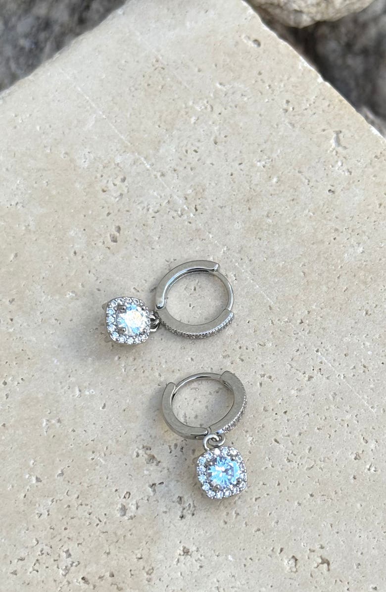 Adornia Cubic Zirconia Drop Huggie Hoop Earrings, Alternate, color, Silver