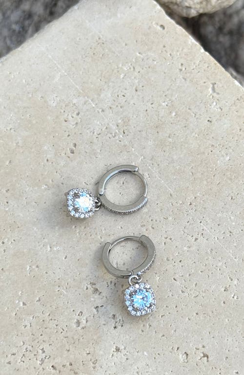 Adornia Cubic Zirconia Drop Huggie Hoop Earrings In Silver