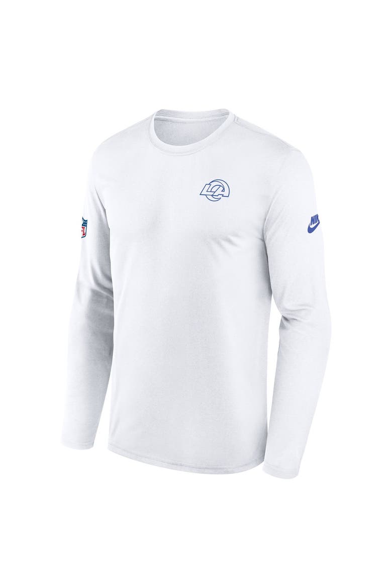 Men's Nike Los Angeles Rams Fearsome White Legend Small Logo Dri-FIT Long Sleeve T-Shirt, Alternate, color, White