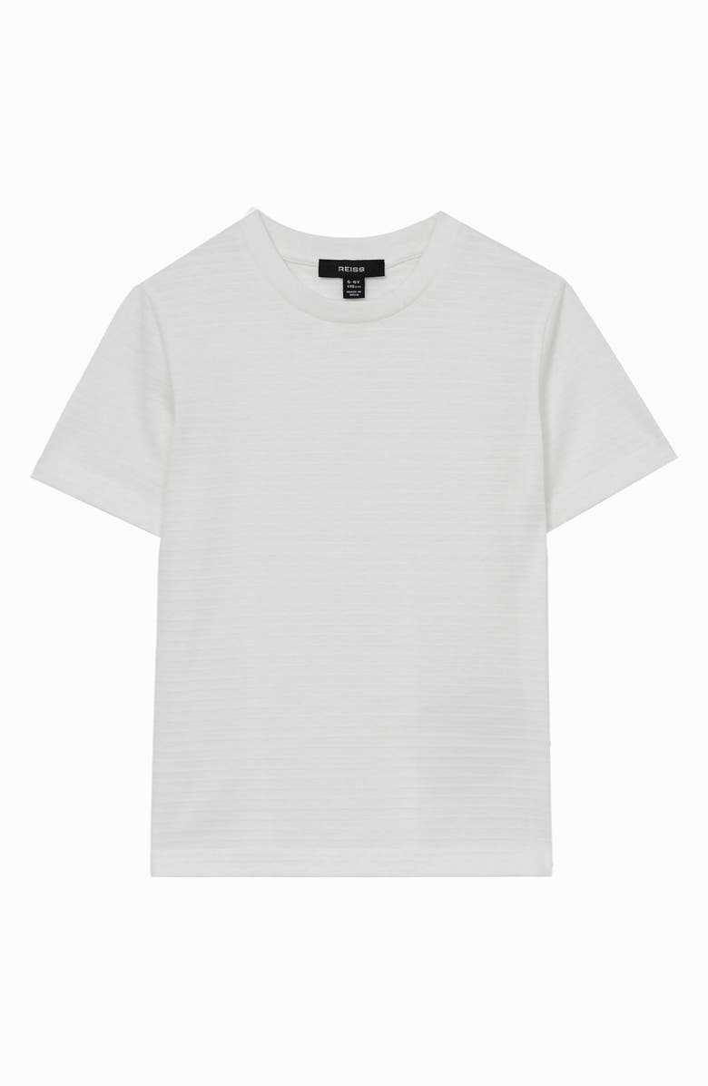 Reiss Kids' Jacquard Stripe T-Shirt, Main, color, White