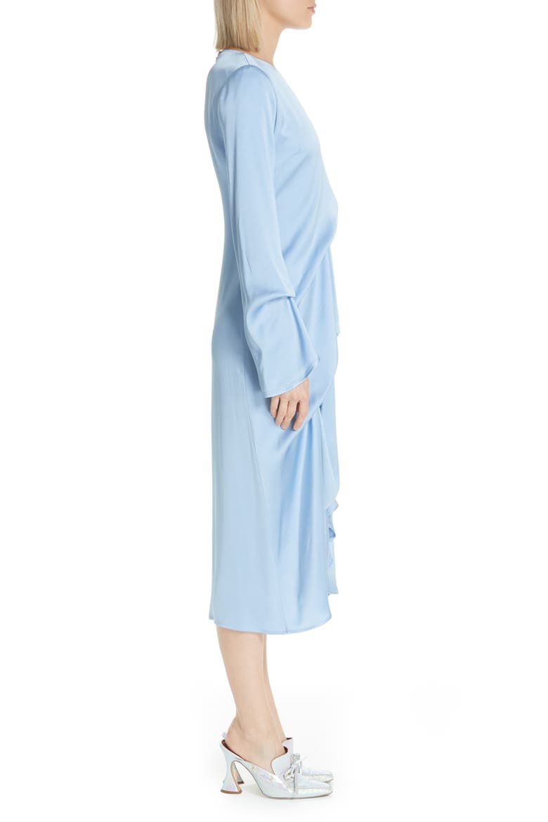 Noemi Satin Pickup Detail Midi Dress, Alternate, color, ICE BLUE