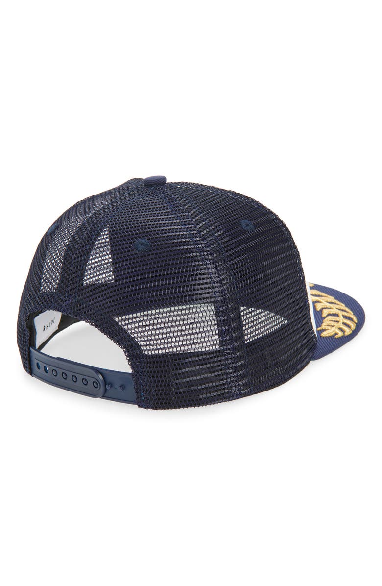 Rhude USA Sailing Icon Snapback Trucker Hat, Alternate, color, Navy/ White