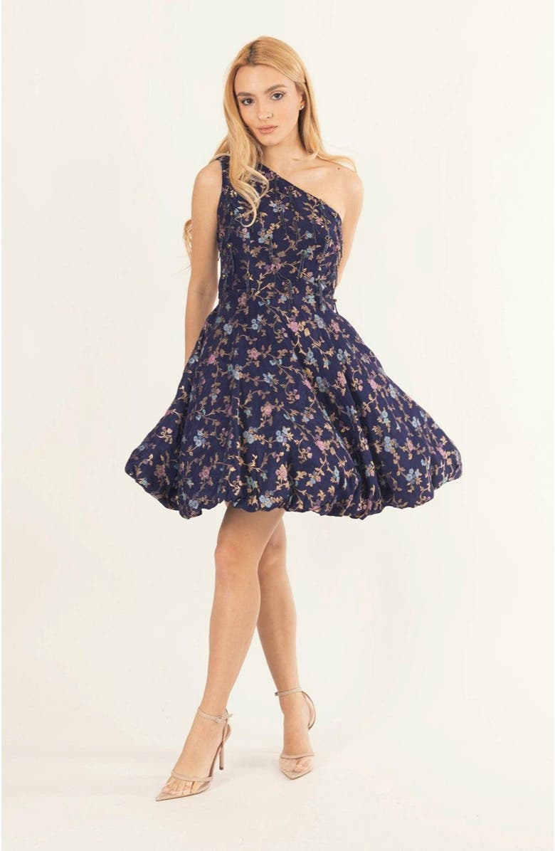 RAAS Azurine Blue One Shoulder Short Dress, Alternate, color, Blue