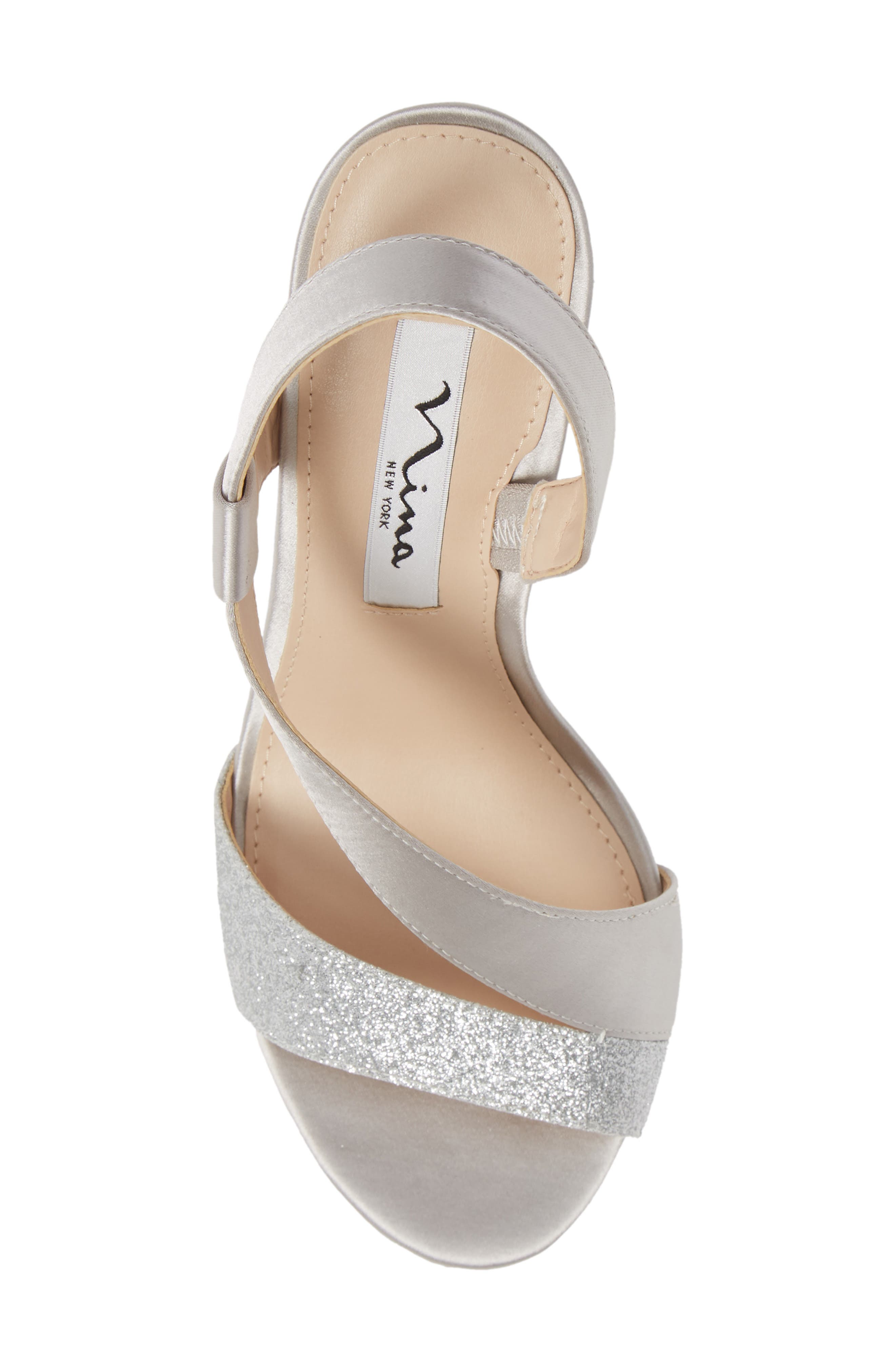 Robina Asymmetrical Sandal, Alternate, color, SILVER SATIN