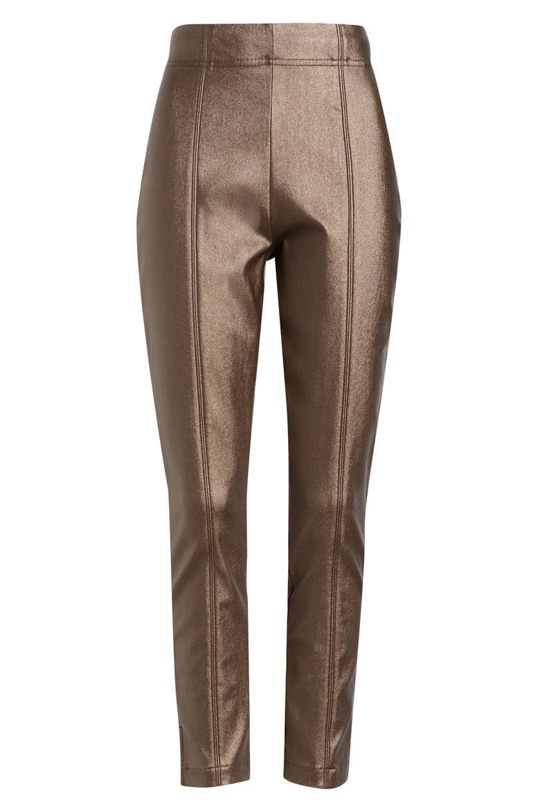 Coated High Waist Cigarette Pants, Alternate, color, BRONZE