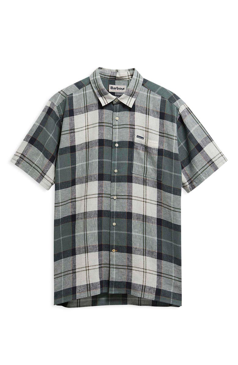 Barbour Croft Short Sleeve Linen Blend Shirt, Alternate, color, Meadow Brook Tartan