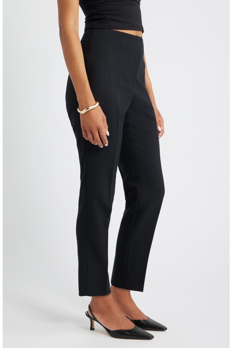 Icon Twill High Waist Cigarette Pants, Alternate, color, BLACK