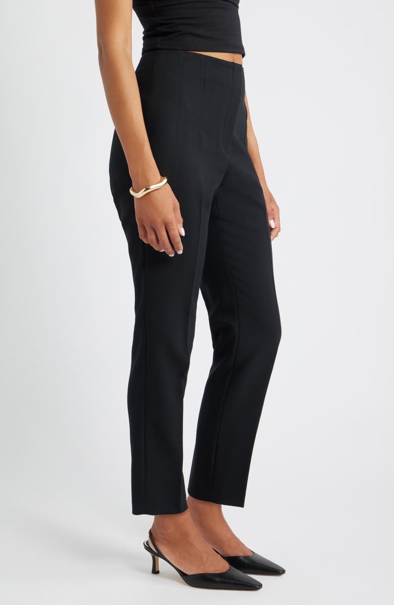 Open Edit Icon High Waist Ankle Cigarette Pants, Alternate, color, Black