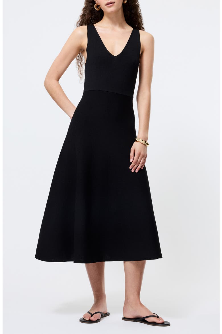 Knit Fit & Flare Midi Dress, Main, color, BLACK