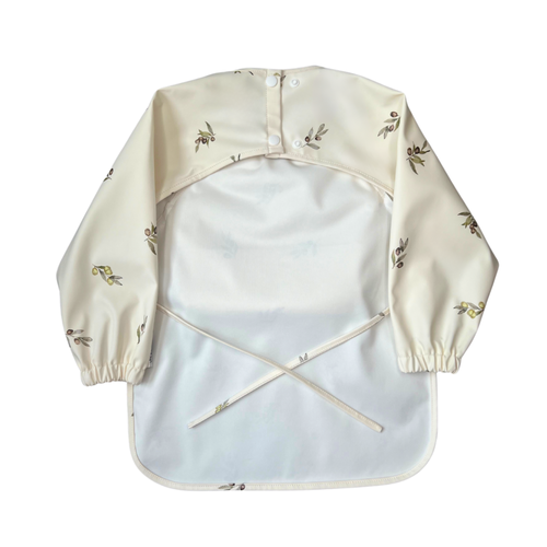 Neferland Classic High-pocket Long Sleeve Bib Smock In Zaytoun Olives (6m-24m)