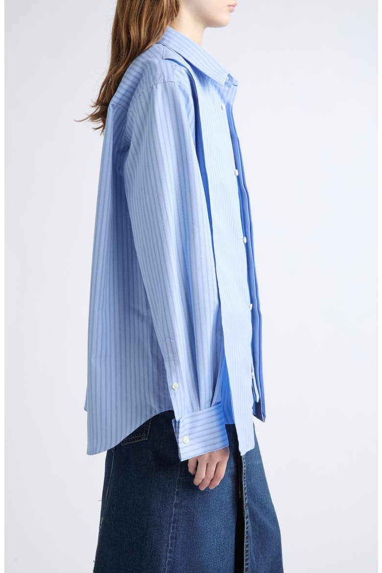Stripe Layered Button-Up Shirt, Alternate, color, LIGHT BLUE STRIPE