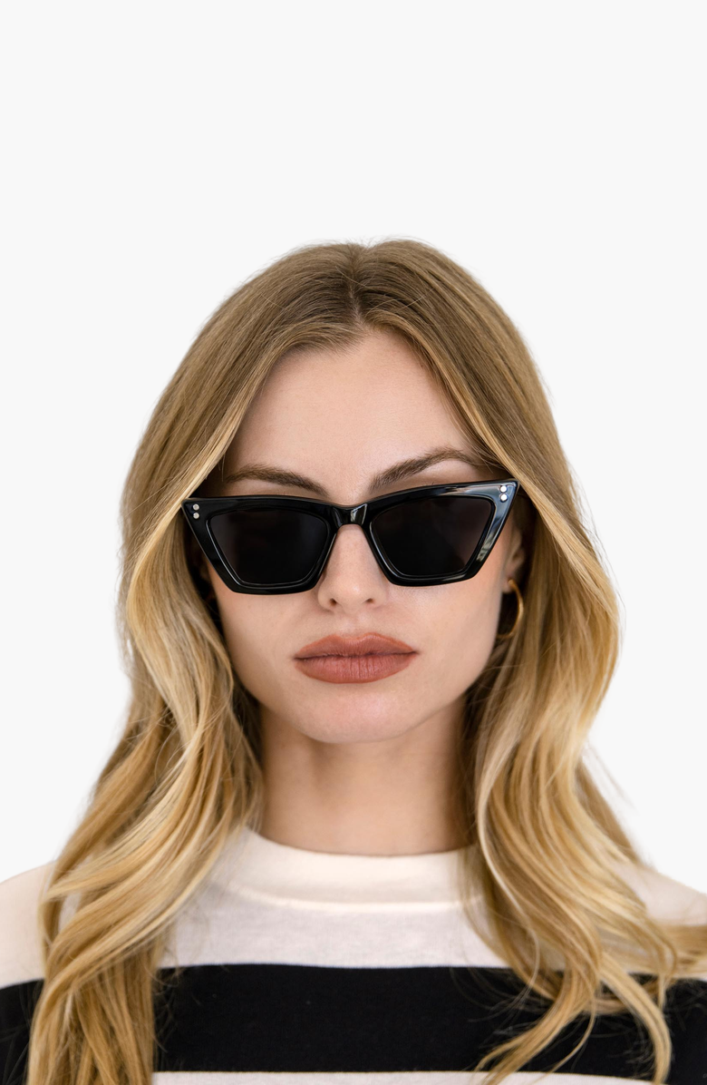 Italic Keira Cat-Eye Italian Acetate Sunglasses, Alternate, color, Black