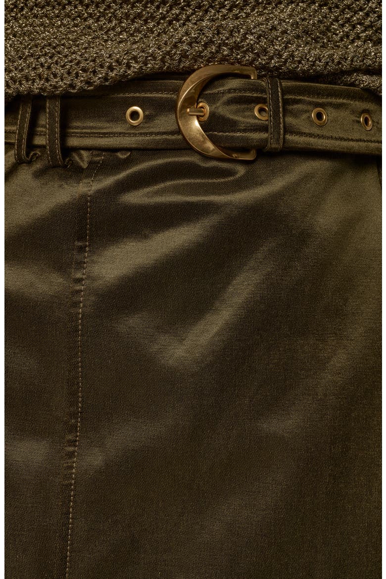 Belted Wrap Midi Skirt, Alternate, color, OLIVE BRINE