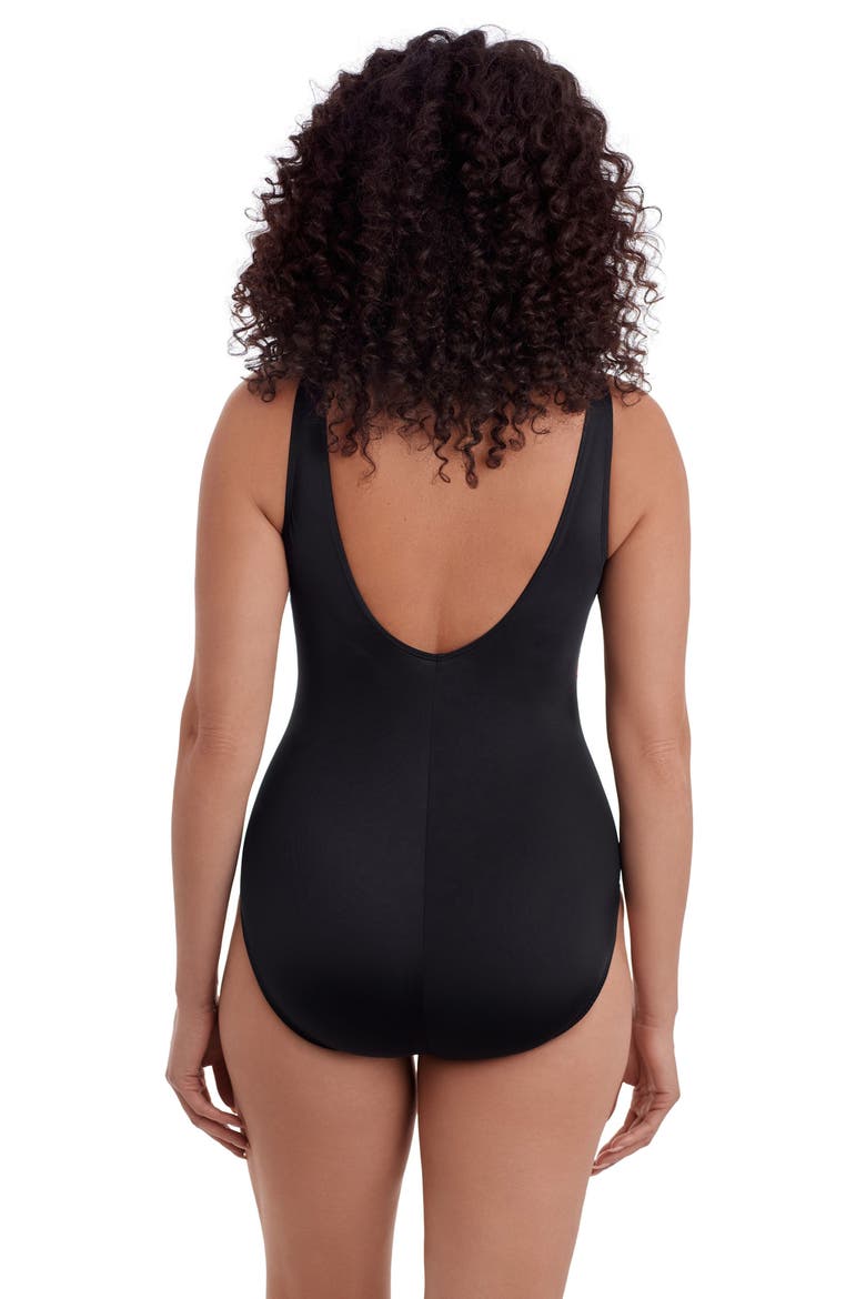 Twist Pull Sash Tank Long Torso One-Piece Swimsuit, Alternate, color, Carnival Dance