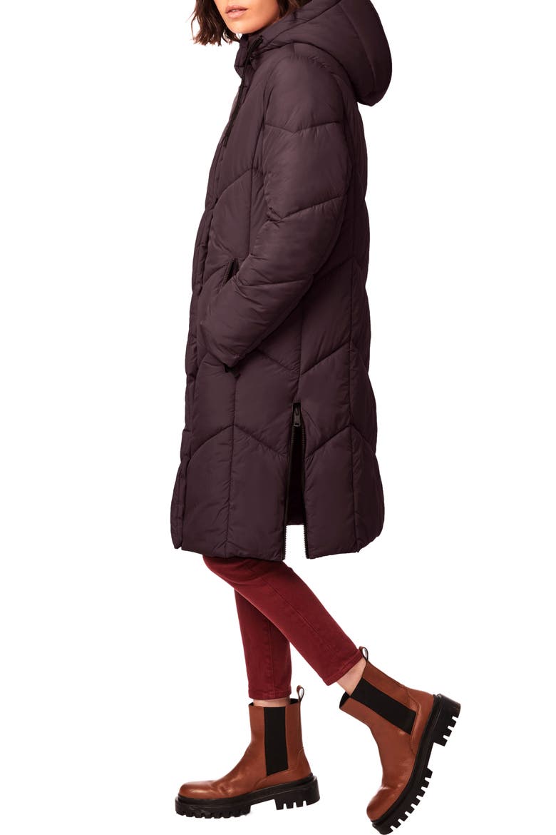 Angle Alley Water Resistant Longline Puffer Coat, Alternate, color, SHALE BROWN