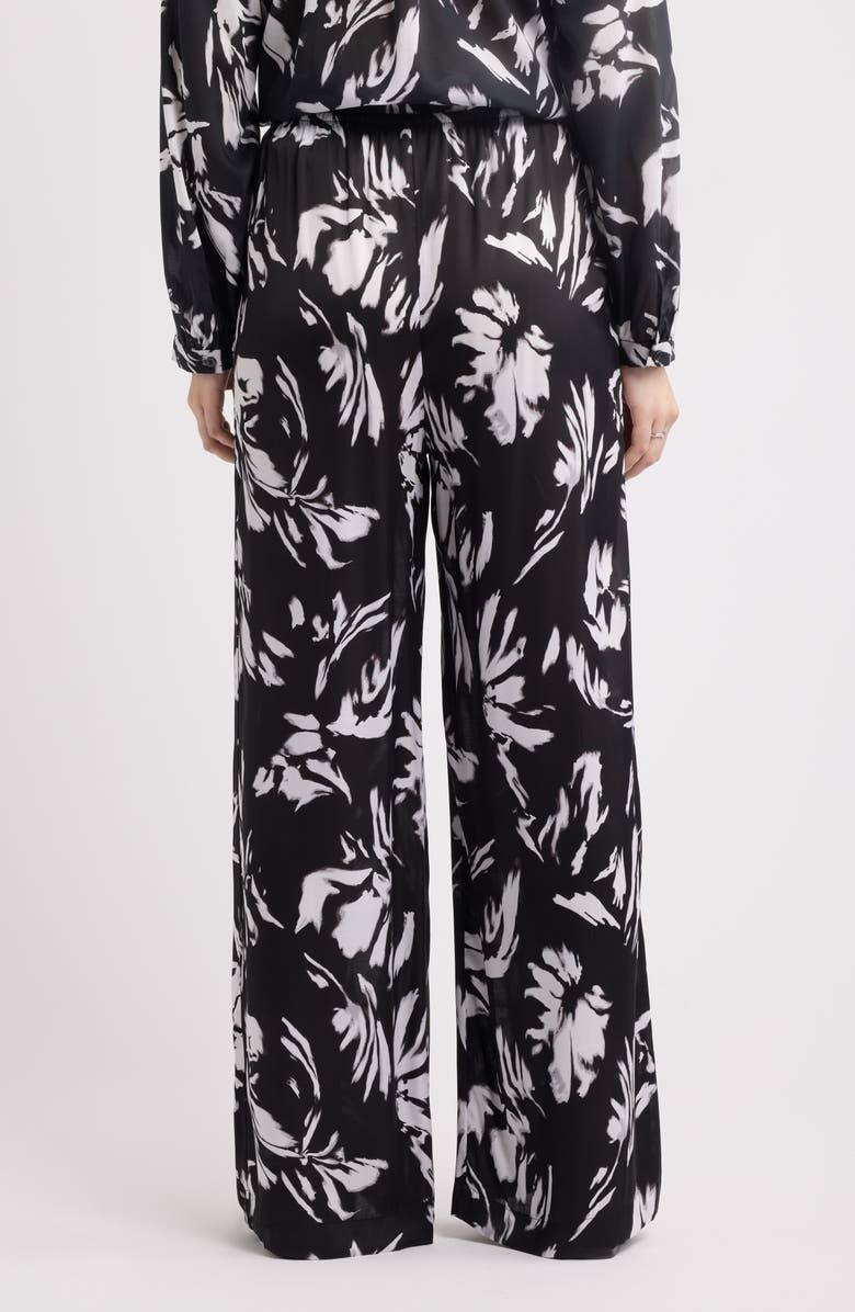 Nordstrom Satin Drawstring Pants, Alternate, color, Black- White Salvage Floral