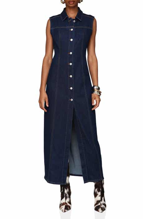 Avec Les Filles Sleeveless Denim Maxi Dress