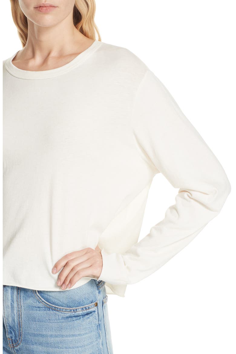 The Long Sleeve Crop Tee, Alternate, color, DNUWASHED WHITE
