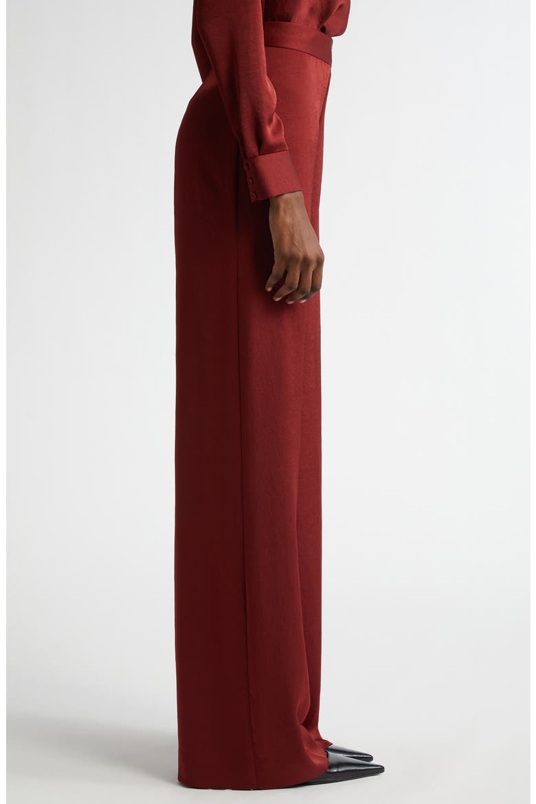 High Waist Satin Wide Leg Pants, Alternate, color, BORDEAUX