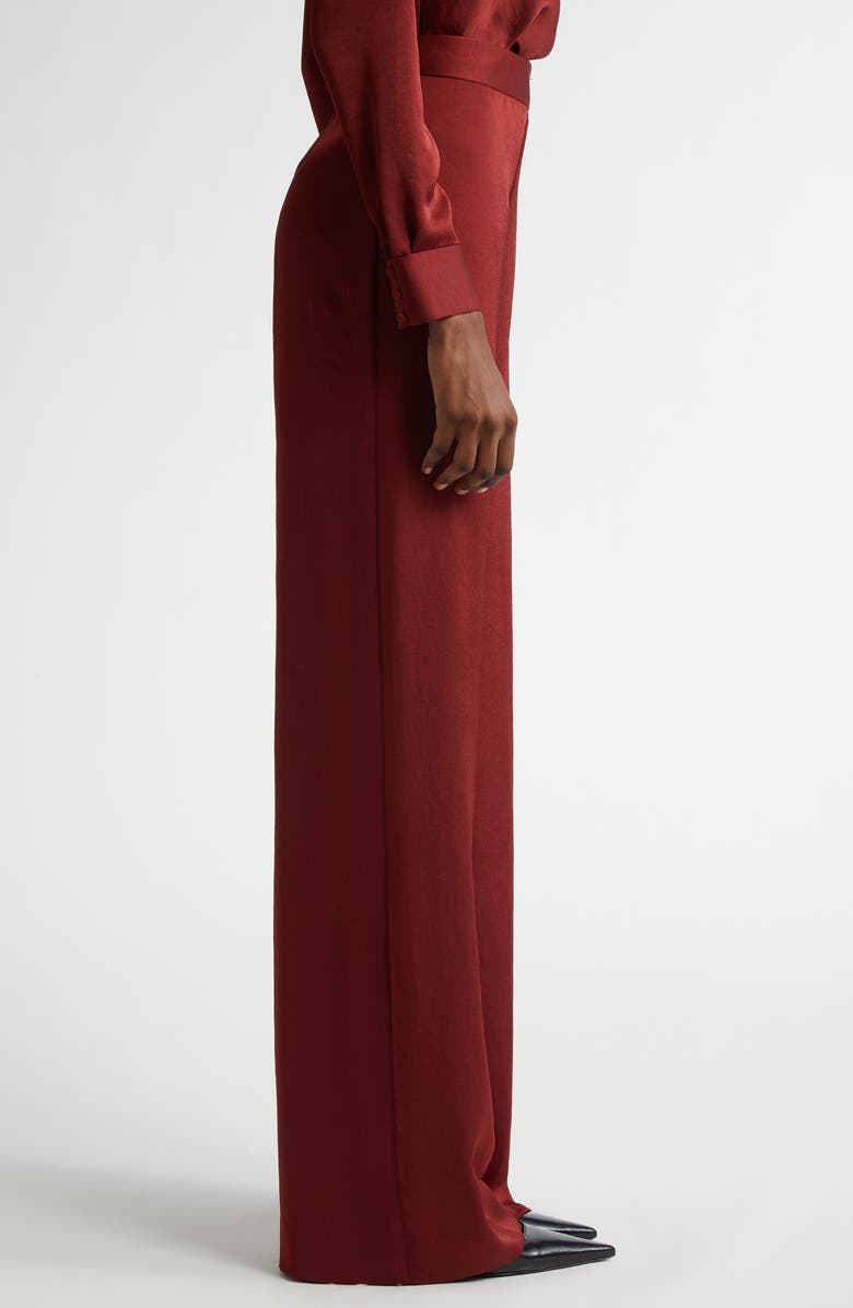 Lela Rose High Waist Satin Wide Leg Pants, Alternate, color, Bordeaux