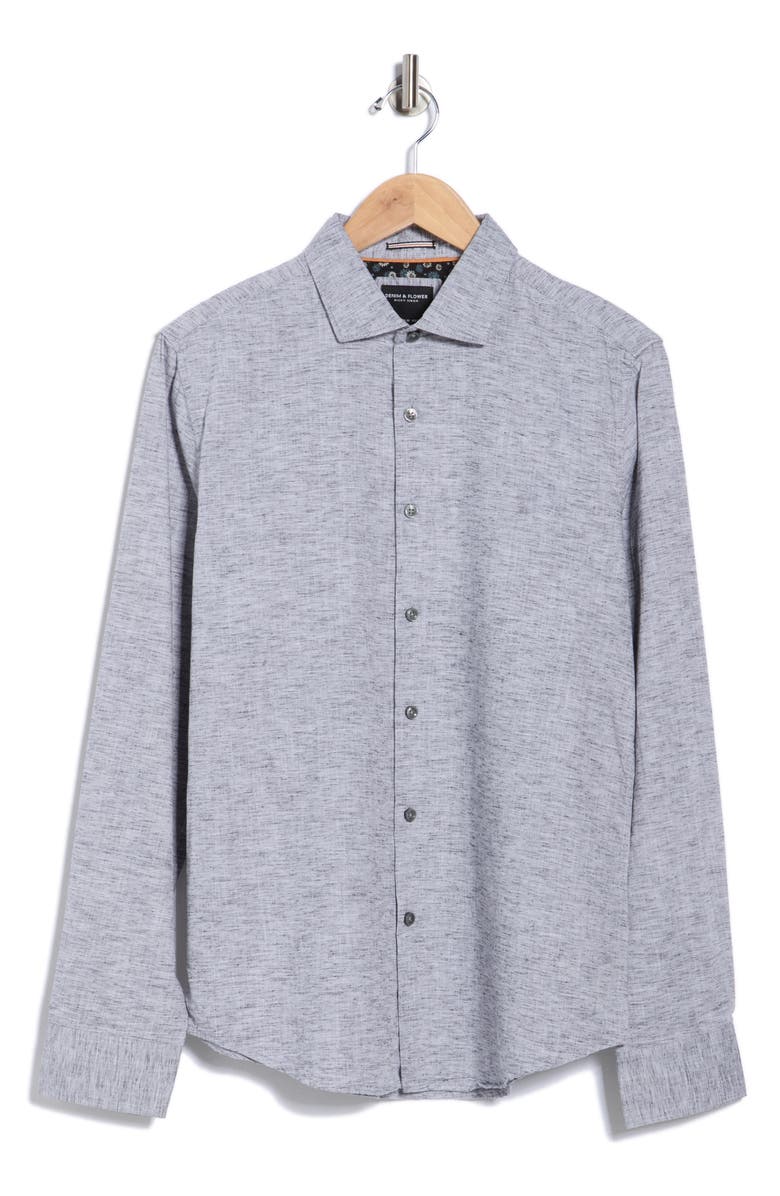 DENIM AND FLOWER Mélange Button-Up Shirt, Alternate, color, Charcoal