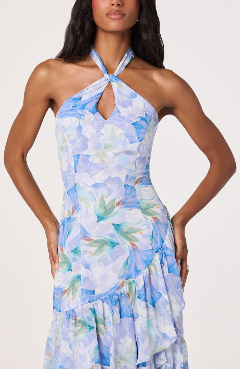 ASTR the Label Bethina Floral Halter Neck High-Low Dress, Alternate, color, Purple Floral