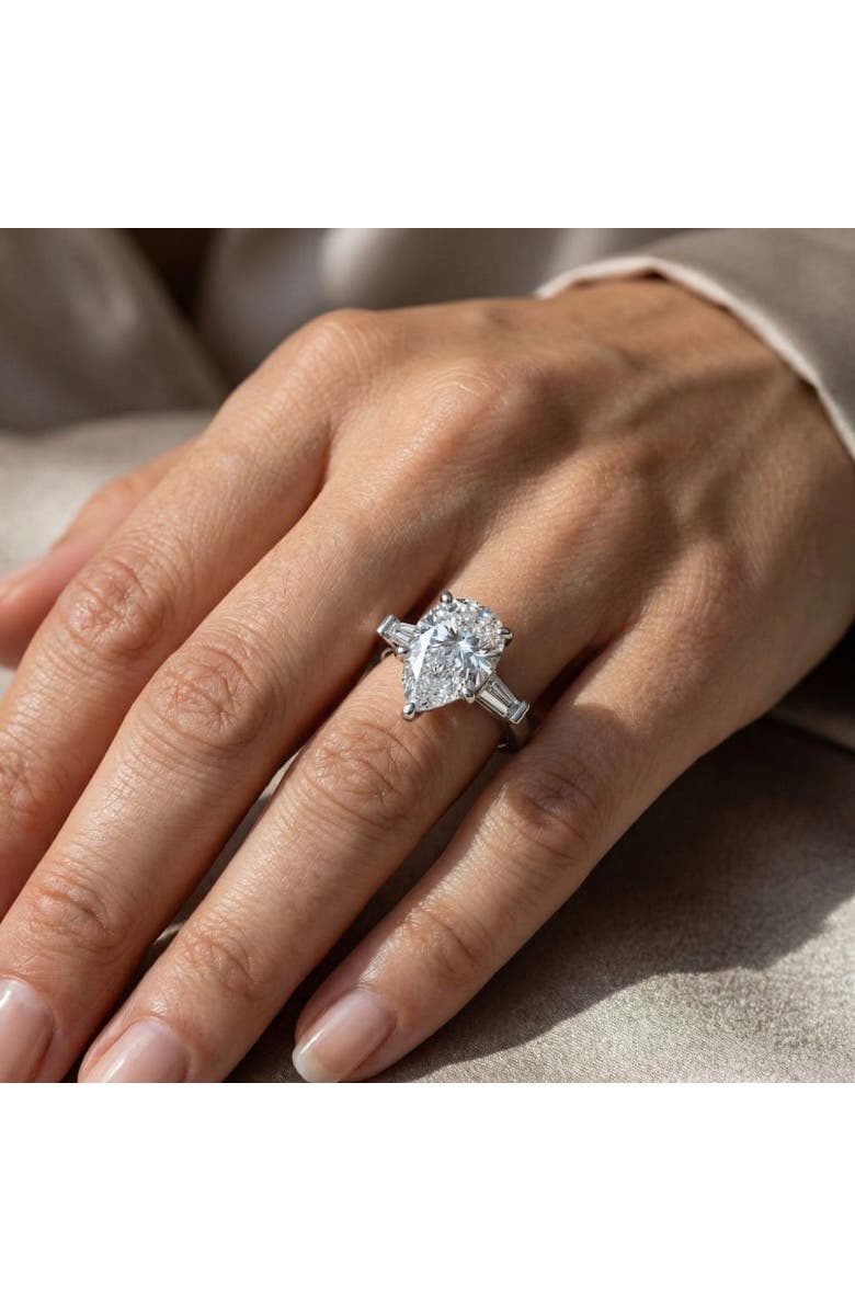 Bliss Diamond 5 3/4Ct Certified Pear & Baguette Diamond Engagement Ring 14k Gold Lab grown, Alternate, color, 14K White Gold