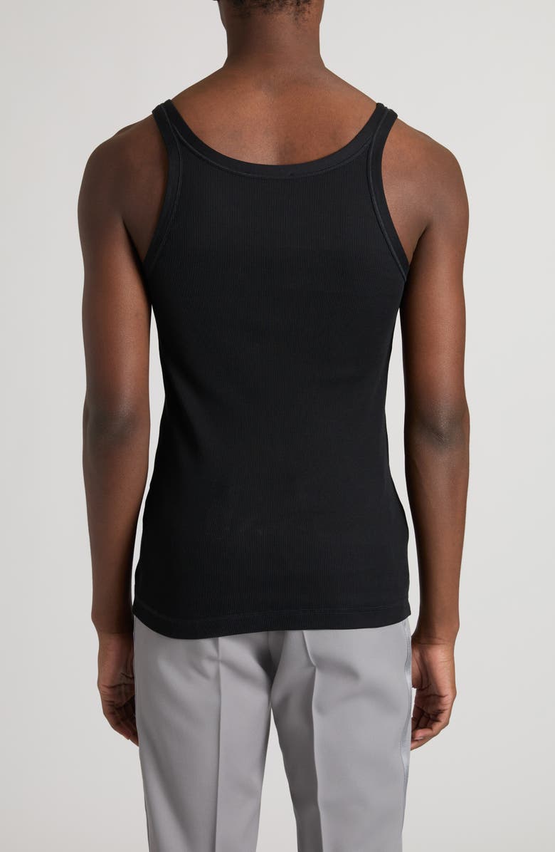 Dolce&Gabbana Logo Cotton Rib Tank Top, Alternate, color, N0000 Nero