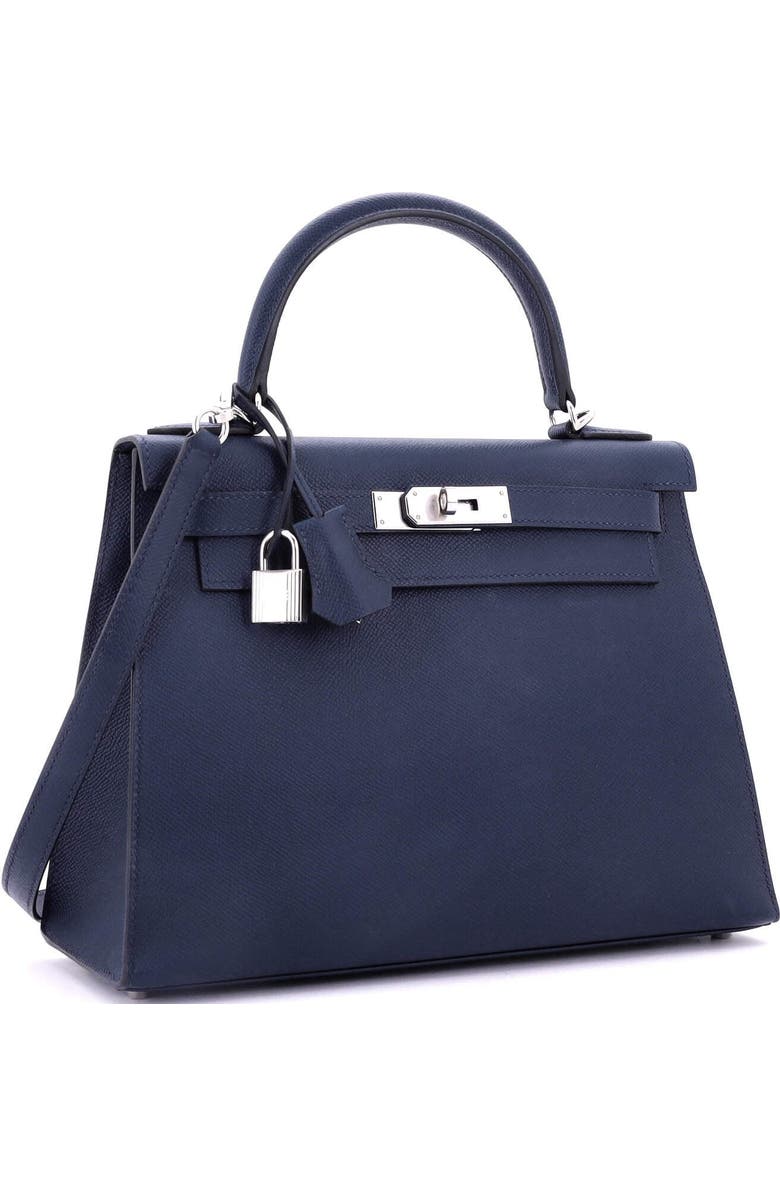 Pre-Owned Hermes Kelly Handbag Blue Epsom with Palladium Hardware 28, Alternate, color,