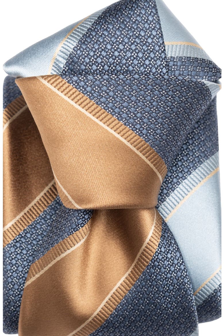 Ferrari - Extra Long Silk Jacquard Tie for Men, Alternate, color, Blue and Copper