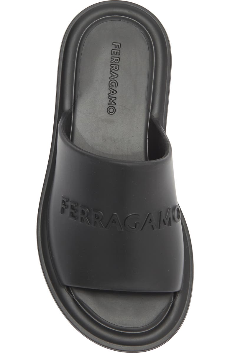 FERRAGAMO Giuneva Logo Embossed Slide Sandal, Alternate, color, Black
