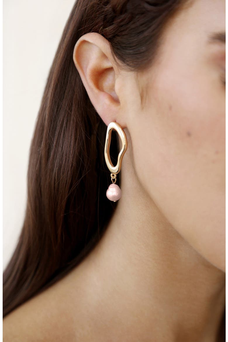 Freshwater Pearl Drop Earrings, Alternate, color, PINK