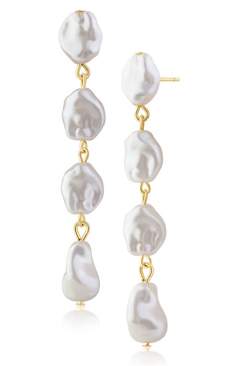 Baroque Faux Pearl Linear Drop Earrings